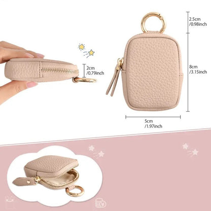 Leather Coin Purse Mini Zipper Wallet Keychain