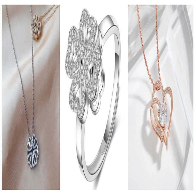 Women’s Zircon Four-leaf Clover Necklace – Multi-Wear Detachable Clavicle Chain
