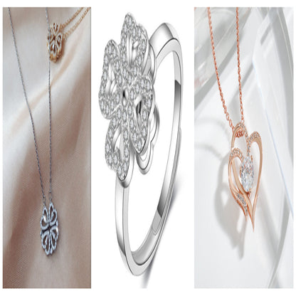 Women’s Zircon Four-leaf Clover Necklace – Multi-Wear Detachable Clavicle Chain