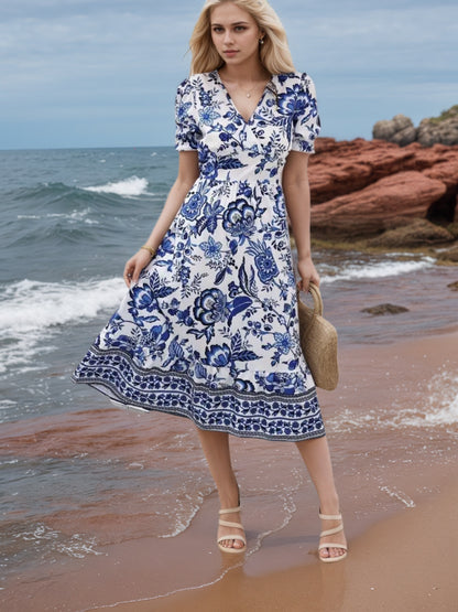 2025 Women’s Floral Print V-Neck Dress