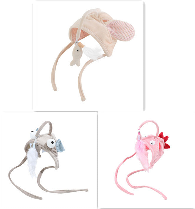 Head-Wear Feather Cat Toy Stick