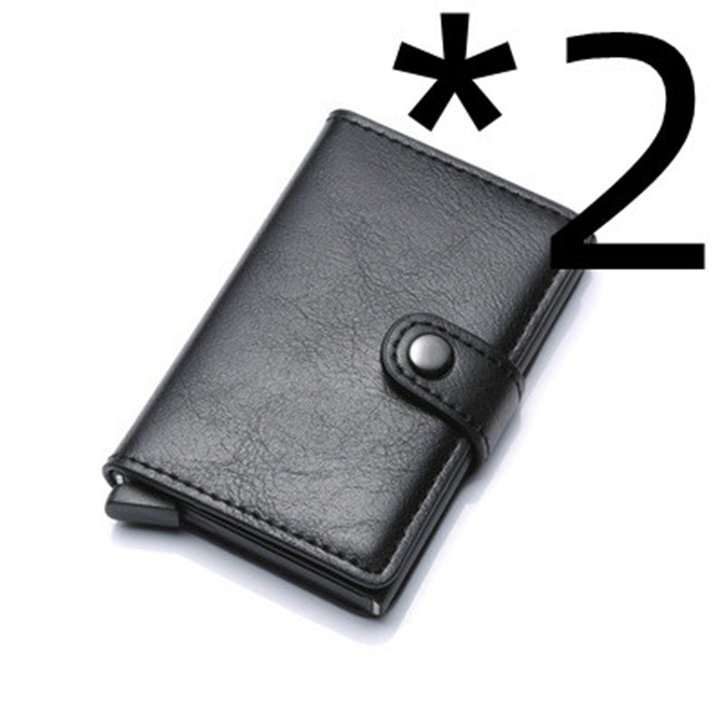 RFID Vintage Men’s Wallet – Aluminum Card Holder with Leather Cover