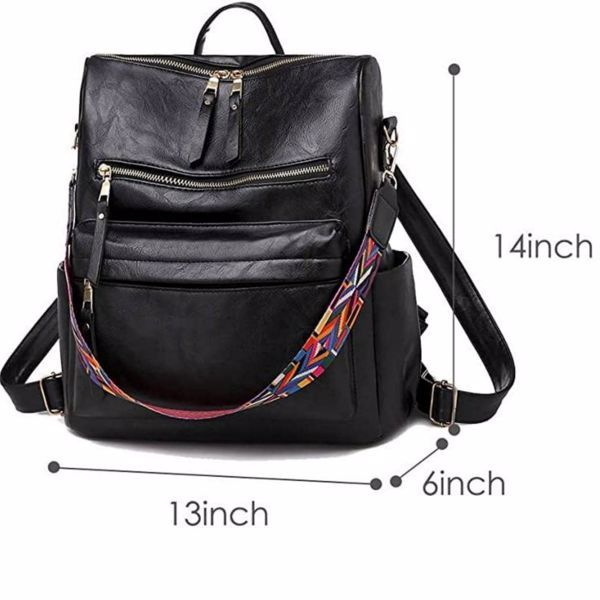PU Leather Backpack – Stylish Casual Travel Bag for Women