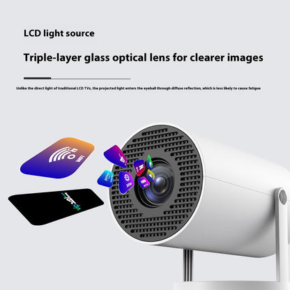 Portable Home Projector – Mini Video Projector with Auto Focus & 180° Projection Angle