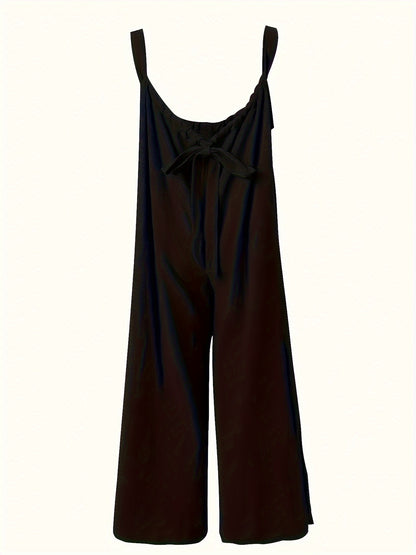 Plus Size Women’s Solid Color Pocket Overalls