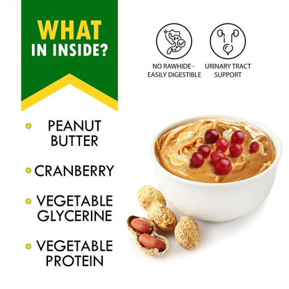 Dog Peanut Butter Bones with Cranberry – Rawhide-Free Chews, Organic Healthy Snacks for Small & Large Dogs