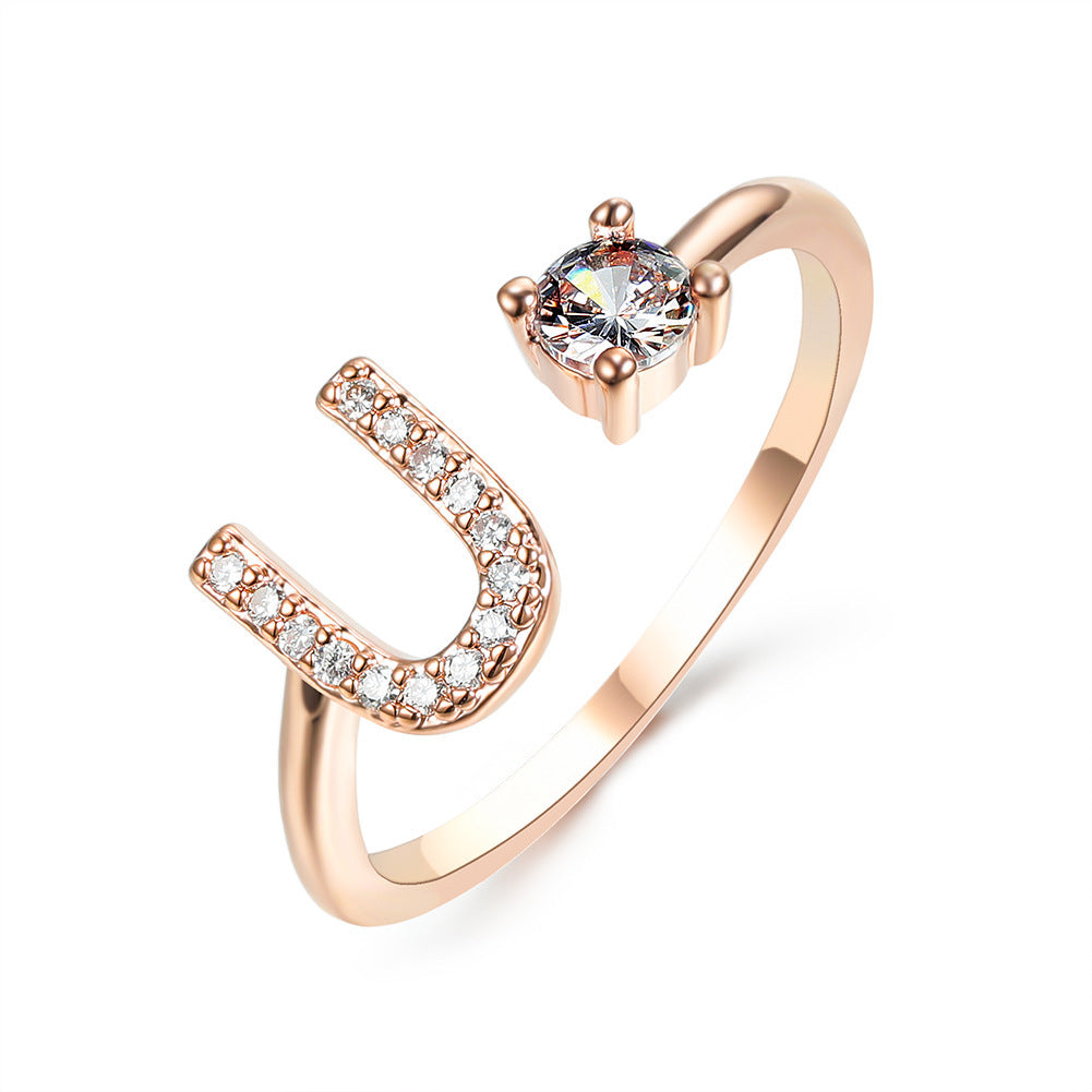 Adjustable Initial Letter Ring for Women – Elegant Fashion Jewelry