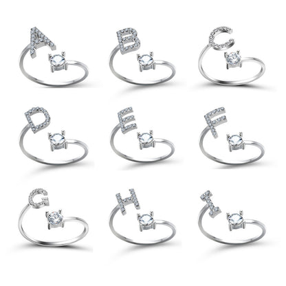 Adjustable Initial Letter Ring for Women – Elegant Fashion Jewelry