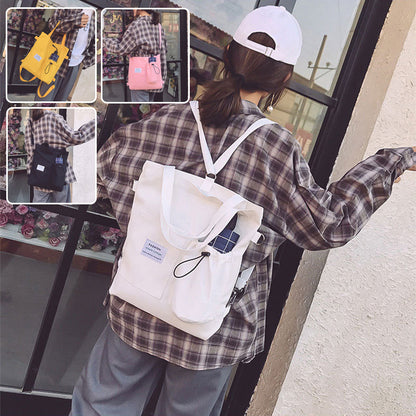 Harajuku Canvas Student Backpack with Pockets