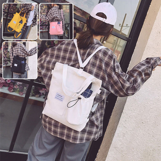 Harajuku Canvas Student Backpack with Pockets