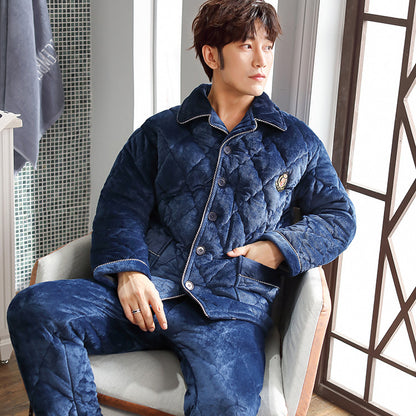 Men’s Winter Thick Pajamas – Warm Cozy Sleepwear Set