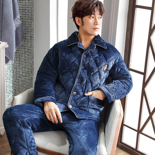 Men’s Winter Thick Pajamas – Warm Cozy Sleepwear Set