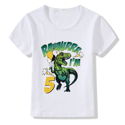 "Kids Birthday Number T-Shirt 1-9 Cotton Party Top"