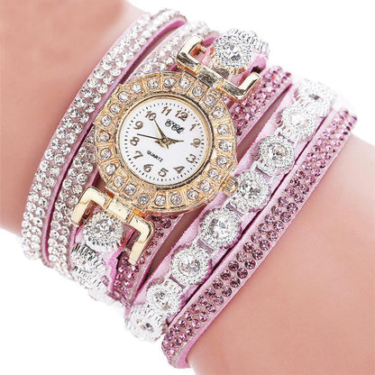 Women’s Quartz PU Leather Rhinestone Watch – Bracelet Style