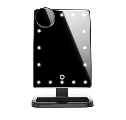 "Touch Screen Makeup Mirror with LED Lights, Bluetooth Speaker & 10X Magnifying Mirror"