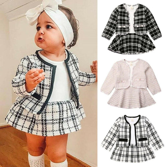 "Baby Girl 2-Piece Long Sleeve Dress Outfit Kids Suit"