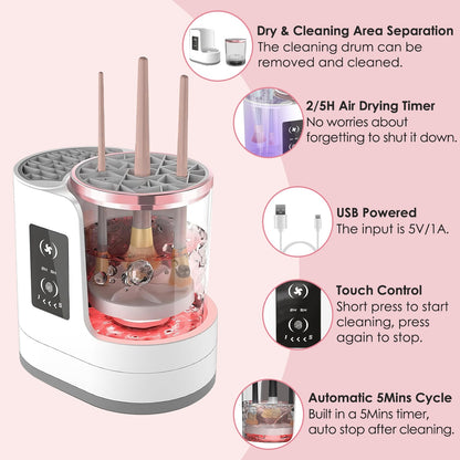 4-in-1 Electric Makeup Brush Cleaner with UV Disinfection & Storage