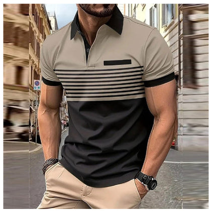 Men’s Casual Striped Shirt – Short Sleeve with Chest Pocket