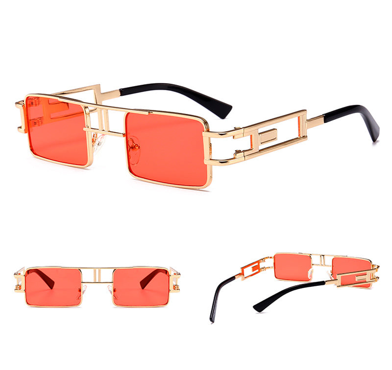 Unisex Steampunk Rectangular Sunglasses – Metal Frame Shades