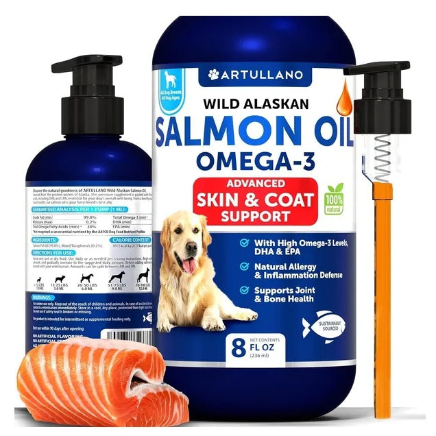 Wild Alaskan Salmon Oil for Dogs – 3-Pack, 8 FL OZ Each, Omega-3 for Skin, Coat & Joint Health
