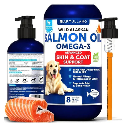 Wild Alaskan Salmon Oil for Dogs – 3-Pack, 8 FL OZ Each, Omega-3 for Skin, Coat & Joint Health