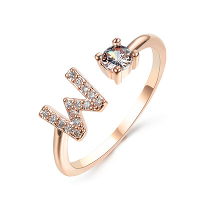 Adjustable Initial Letter Ring for Women – Elegant Fashion Jewelry