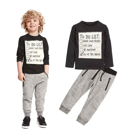 "Boys Cotton Clothing Set Long Sleeve T-Shirt and Pants 2pcs Outfit for Spring Autumn"
