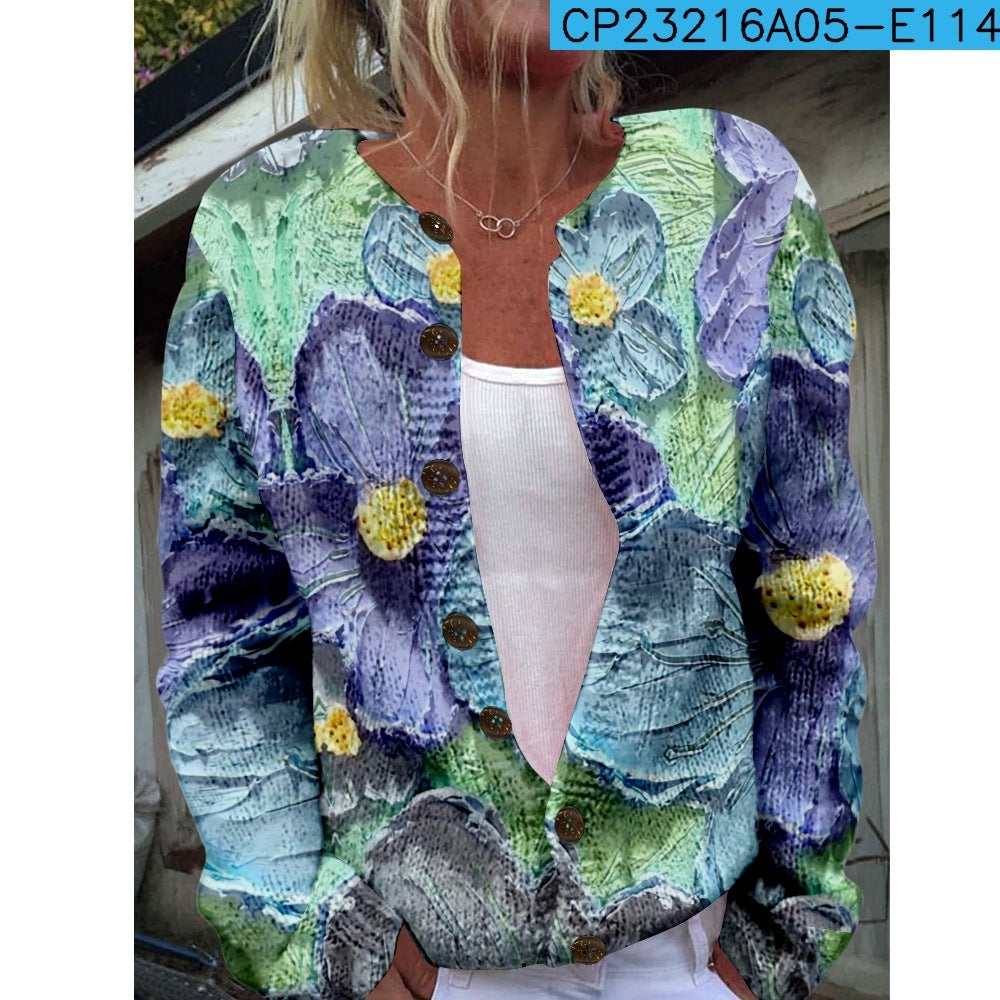Women’s 3D Printed Knit Cardigan