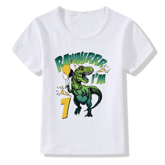 "Kids Birthday Number T-Shirt 1-9 Cotton Party Top"