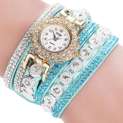 Women’s Quartz PU Leather Rhinestone Watch – Bracelet Style