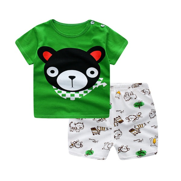 "Baby Cartoon Clothing Set Summer T-Shirt and Shorts for Boys and Girls"