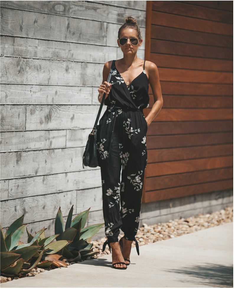 Women’s Floral Print Spaghetti Strap Jumpsuit