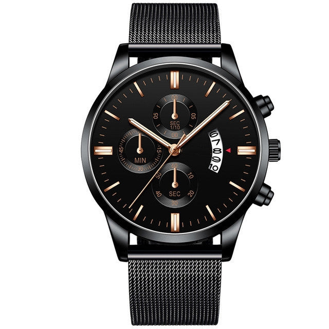 Men’s Luxury Business Quartz Watch – Mesh Band Design