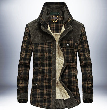 Men's Winter Fleece Jacket – Warm Cotton Plaid Coat