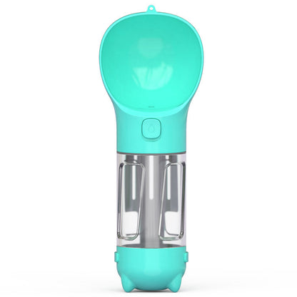 3-in-1 Dog & Cat Water Bottle – Portable Feeder, Bowl & Garbage Bag Dispenser for Travel