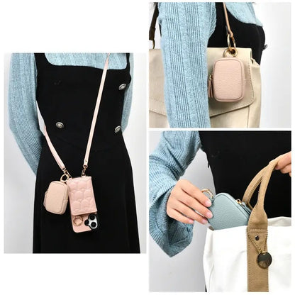 Leather Coin Purse Mini Zipper Wallet Keychain