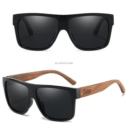 DUBERY Cross-border New Arrival Zebra Print Wood Glasses Men Women Black Walnut Polarized Sunglasses D240