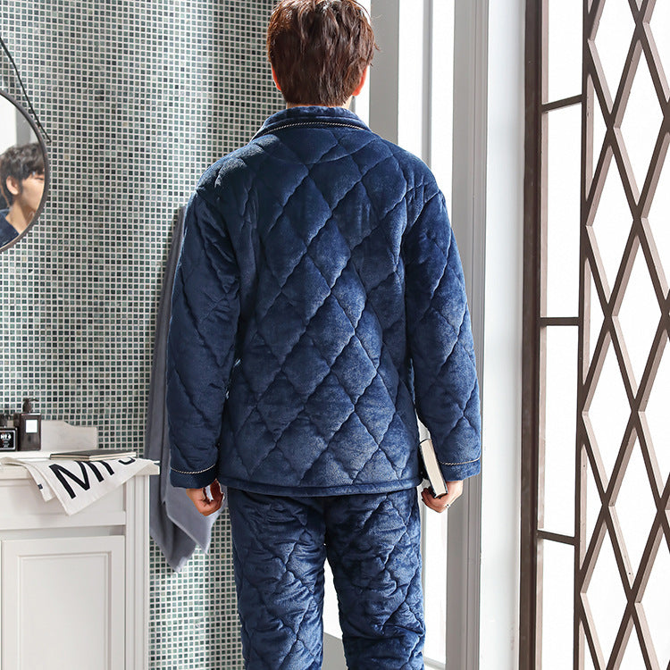 Men’s Winter Thick Pajamas – Warm Cozy Sleepwear Set