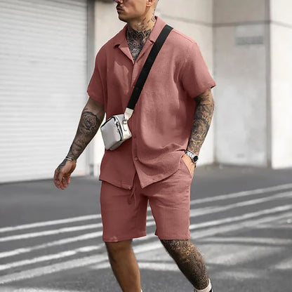 Men’s Casual Polo Short Set – Short Sleeve Shirt & Shorts Two-Piece Summer Outfit