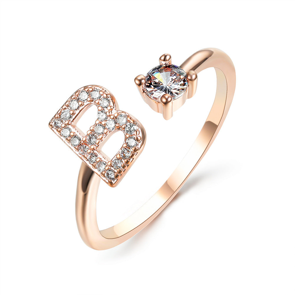 Adjustable Initial Letter Ring for Women – Elegant Fashion Jewelry