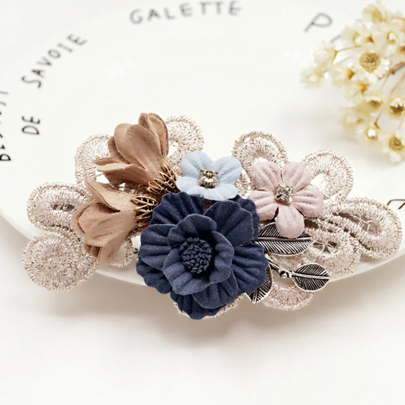 Handmade Bow Hair Clip – Pearl & Flower Hair Accessory for Girls