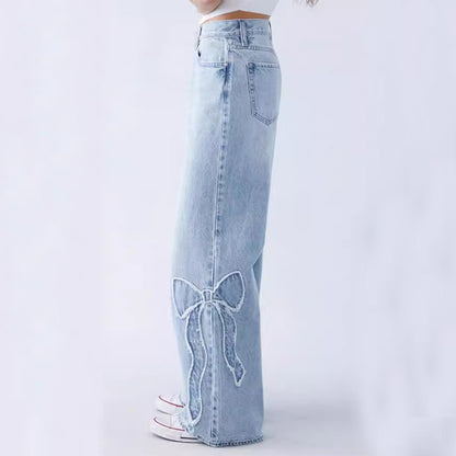 Women’s Embroidered Butterfly Straight Baggy Jeans