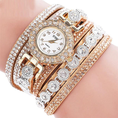 Women’s Quartz PU Leather Rhinestone Watch – Bracelet Style