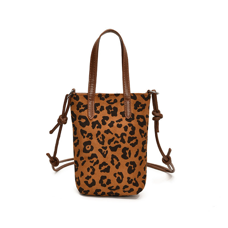 Leopard Print Crossbody Bag – Retro Suede Shoulder Purse for Women