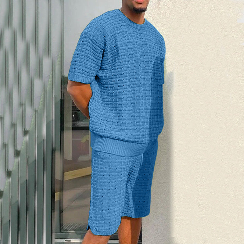 Men’s Summer 2-Piece Suit – Loose Shirt & Shorts Set