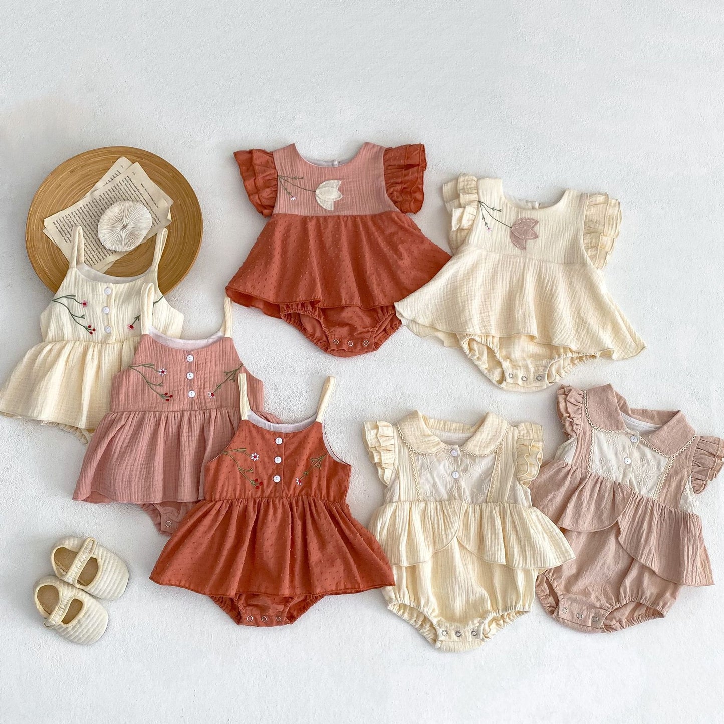 Kids Summer Embroidered Princess Romper Dress