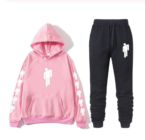 Billie Eilish Print Hoodie & Pants Set – Unisex Hip Hop Sweatshirt