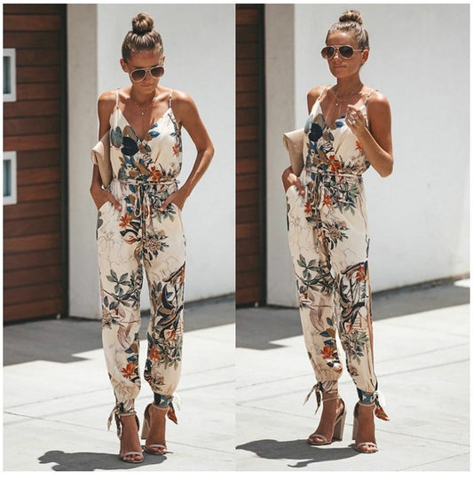 Women’s Floral Print Spaghetti Strap Jumpsuit