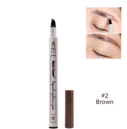 Waterproof 4-Claw Eyebrow Pen – Natural Fork Tip Tattoo Brow Pencil