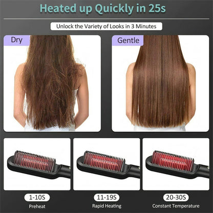 2-in-1 Hair Straightener & Curling Hot Comb – Electric Hair Brush